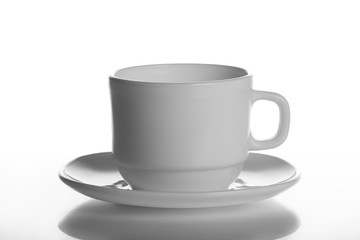 Empty, white cup, isolated, white background, cup mug saucer teacup dish kitchenware white stack pile clean empty tea studio shot light background gray background indoor