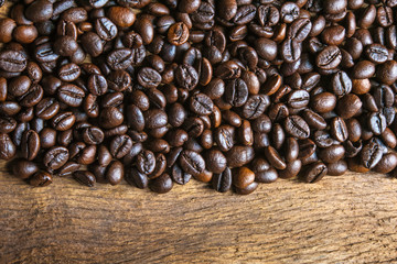 Coffee on grunge wooden background