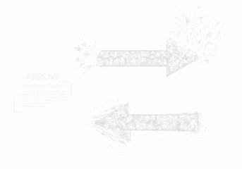 Abstract isolated image of arrow. Polygonal illustration looks like stars in the blask night sky in spase or flying glass shards. Digital design for website, web, internet. © Katsiaryna