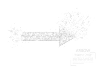 Abstract isolated image of arrow. Polygonal illustration looks like stars in the blask night sky in spase or flying glass shards. Digital design for website, web, internet. © Katsiaryna