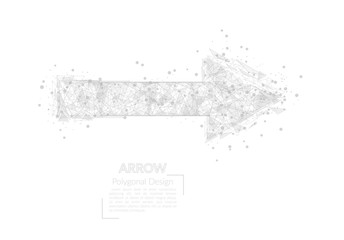 Abstract isolated image of arrow. Polygonal illustration looks like stars in the blask night sky in spase or flying glass shards. Digital design for website, web, internet. © Katsiaryna