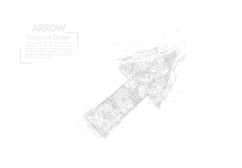 Abstract isolated image of arrow. Polygonal illustration looks like stars in the blask night sky in spase or flying glass shards. Digital design for website, web, internet. © Katsiaryna