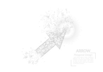 Abstract isolated image of arrow. Polygonal illustration looks like stars in the blask night sky in spase or flying glass shards. Digital design for website, web, internet. © Katsiaryna
