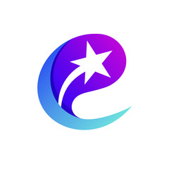 Letter E With Star Shape Logo Vector