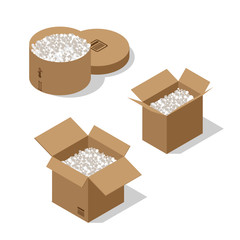 Box container cargo. Full delivery container. Isometric flat illustration