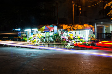 Flower shop at night