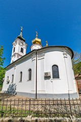 Novi Sad, Serbia - April 06, 2019: Church Nikolajevska Porta at Novi Sad in Serbia. The Nikolajevska church is the smallest Orthodox church in Novi Sad. The church dates from the thirties of the 18th.