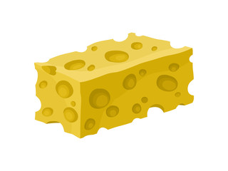 Maasdam or swiss cheese on white background. Vector illustration.