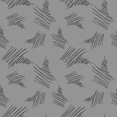 Tapeten Grau Graue nahtlose Muster handgezeichnete Elemente. Vektor-Illustration