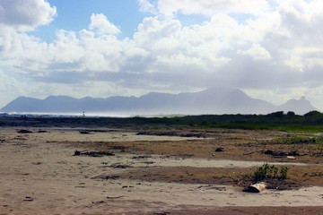 Fototapeta na wymiar Landscape of Barra do Una beach, located at Juréia-Itatins Ecological Station, Peruíbe, São Paulo, Brazil.