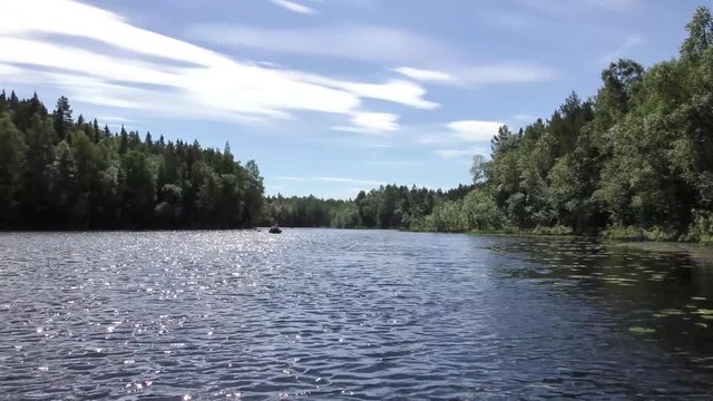 Channel of the lake-channel system of the Big Solovetsky Island on Solovki Island. Solovetsky archipelago, Arkhangelsk Region, Russia