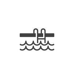 Swimming pool ladder vector icon. filled flat sign for mobile concept and web design. swimming pool water glyph icon. Symbol, logo illustration. Pixel perfect vector graphics