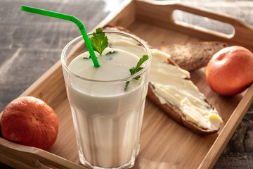 Morning milk glass - Buttermilk dairy drink breakfast