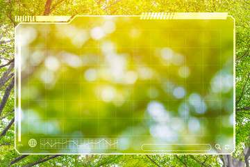 green tree nature with HUD panel space for background.