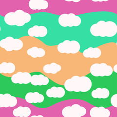 Clouds bright colors seamless pattern vector