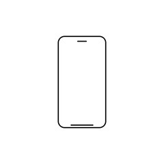 Mobile phone icon vector, line art outline style of smartphone symbol, simple linear cellphone pictogram. Vector illustration isolated on white background.