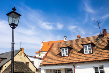 Old  houses on the market square. Kazimierz Dolny is a medieval city over the Vistula.