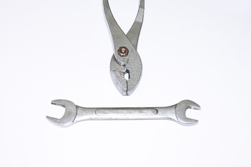 Labor day background - blank white paper with work tools. soft focus