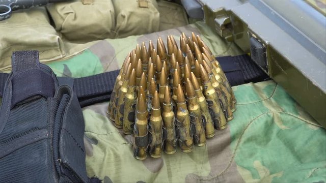 Pack of ammunition on the bar lying on the table.