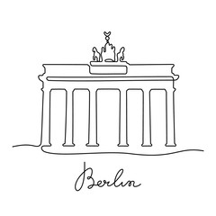 Berlin, Brandenburg Gate continuous line vector illustration © missbobbit