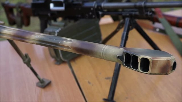 Sniper gun on the table.
