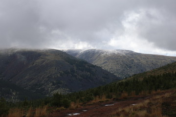 mountains and clouds