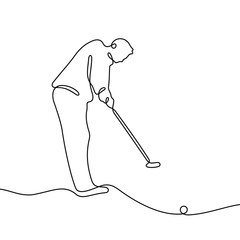 Golf field continuous line vector illustration