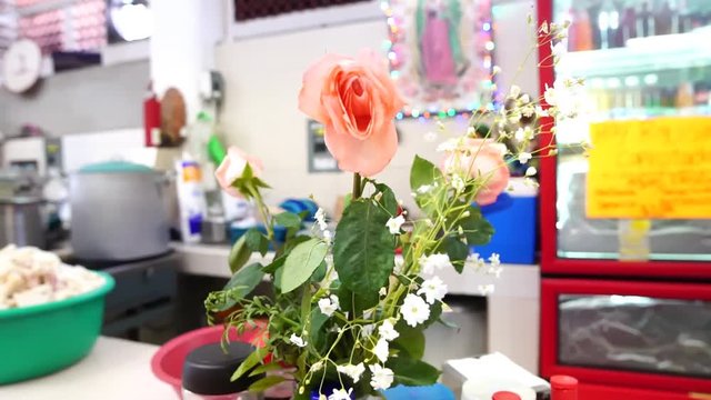 roses in market food stall