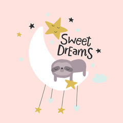 Cute magic forest background pattern for kids, baby apparel, fabric, textile, wallpaper, bedding, swaddles with unicorn, Scandinavian style for clothes, swaddles, apparel, planner, sticker