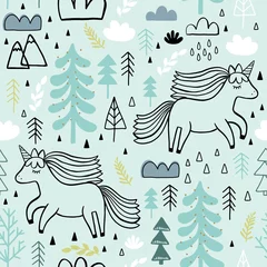 Wallpaper murals Unicorn Cute seamless unicorn pattern for kids, baby apparel, fabric, textile, wallpaper, bedding, swaddles with unicorn