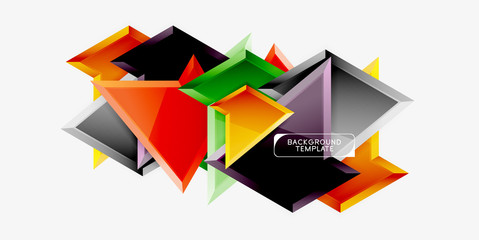 Bright colorful triangular poly 3d composition,abstract geometric background, minimal design, polygonal futuristic poster