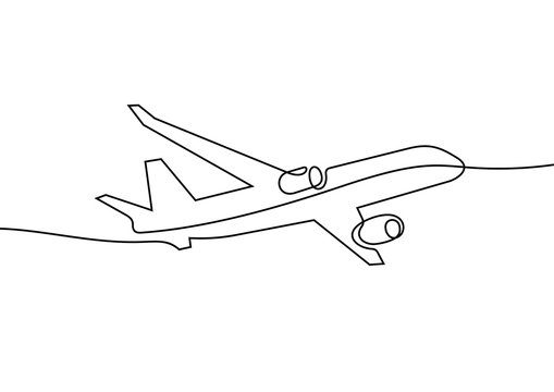 Plane continuous line vector illustration