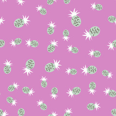 Vector seamless pattern with pineapples. Tropical Summer fruit 