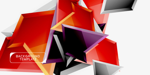 Bright colorful triangular poly 3d composition,abstract geometric background, minimal design, polygonal futuristic poster