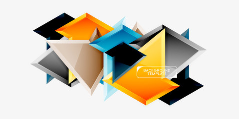 Minimal geometrical triangles with 3d effect abstract background template