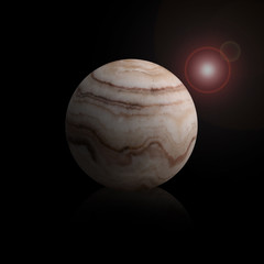 Jasper stone, planet Jupiter on a black background