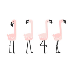 Cute seamless flamingo pattern for kids, baby apparel, fabric, textile, wallpaper, bedding, swaddles with unicorn, Scandinavian style for clothes, swaddles, apparel, planner, sticker