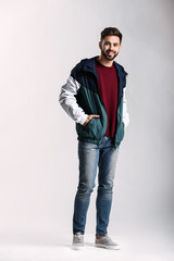 Fototapeta premium Handsome stylish man on light background