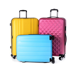 Suitcases on white background