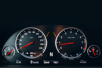 Supercar dashboard with illumination