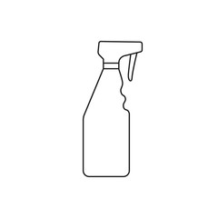 Black isolated outline icon of plastic spray bottle on white background. Line Icon of plastic spray bottle