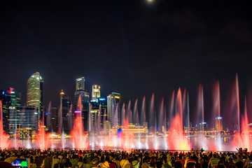 Spectra Light and Water Show Marina Bay Sand Casino Hotel Downtown Singapore