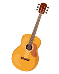 Fototapeta na wymiar Classical stringed wooden musical instrument guitar, with beautiful decorative ornament.