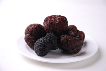 chocolate truffles on a plate