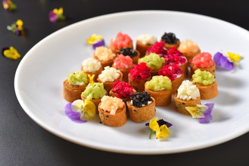 fruit salad in bowl on white background