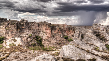 Abstract Rock formation in Isalo national park at sunset, Madagascar