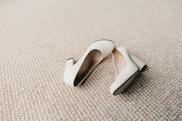 Beautiful shoes in white .