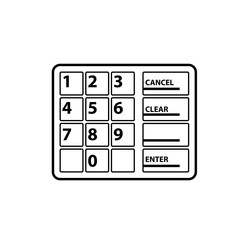 Atm keypad outline icon. Clipart image isolated on white background