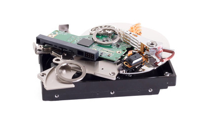 Harddisk close-up details of the computer, harddisk in parts