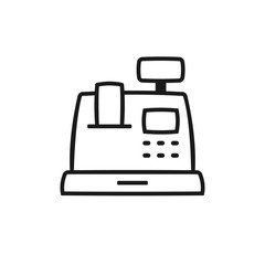 Cash till outline icon. Clipart image isolated on white background